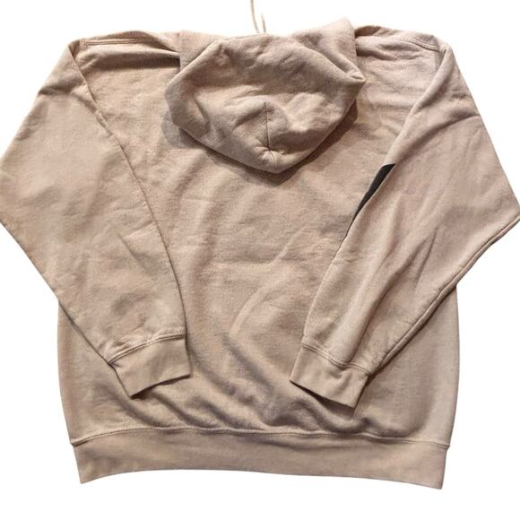 STARFIT Tan Hooded Sweatshirt Kangaroo Pocket Smiley Face Starry Eyes Logo Large - Picture 2 of 4